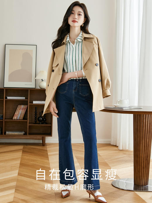 【年终特卖】熙世界复古绿条纹衬衫女2025早秋新款通勤职业长袖衬衣设计感上衣 商品图3