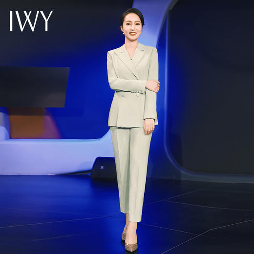 IWY/绿色主持人西装套装女气质职业装通勤演讲正装工作服两件套CP12307 商品图3