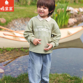 棉果果秋季新品男童华夫格帅气小绅士风休闲POLO衫套头卫衣M312180223480