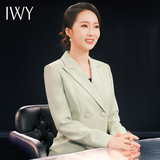 IWY/绿色主持人西装套装女气质职业装通勤演讲正装工作服两件套CP12307 商品图1