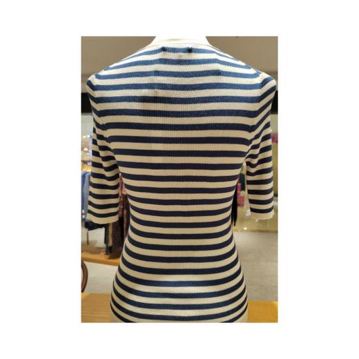 3楼珍贝桑蚕丝夹条中袖女开衫 商品图1