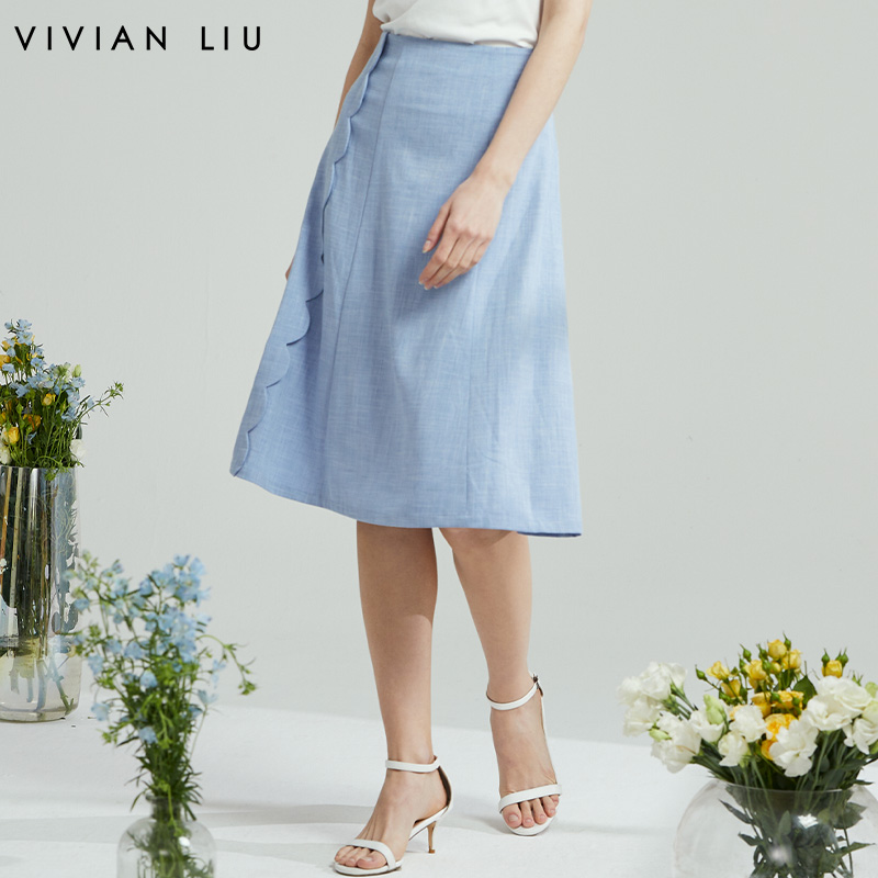 VIVIAN LIU D2324001夏女装新款高级气质通勤包臀A字半裙