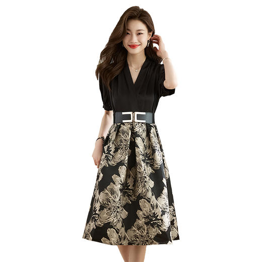 修身时尚，女花裙A字版型夏装撞色拼接显瘦韩版连衣裙HR-QY23525-1 商品图5