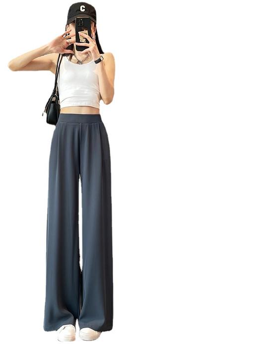 时尚女装必备！高腰设计，凸显身材比例，垂感阔腿裤，穿着舒适自在。2023新款夏季薄款，轻盈透气，适合休闲或商务场合。 商品图4