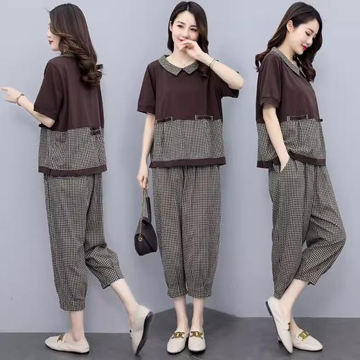 X033 休闲轻熟女套装夏天中年妈妈减龄洋气宽松4050穿搭岁哈伦裤两件套 商品图3
