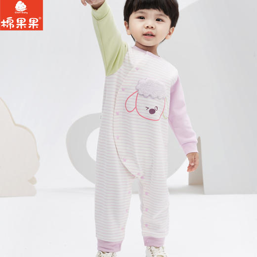 棉果果秋季新品女童可爱柔软舒适偏襟连体衣连体衣哈衣爬服M322727223403 商品图1