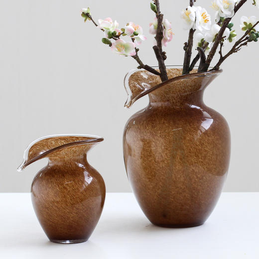 中古风磁粉咖色玻璃花瓶餐桌花器摆件工艺品 商品图9