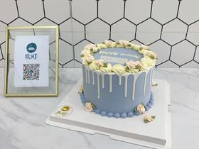 高级韩式雾霾紫蓝淋面蛋糕