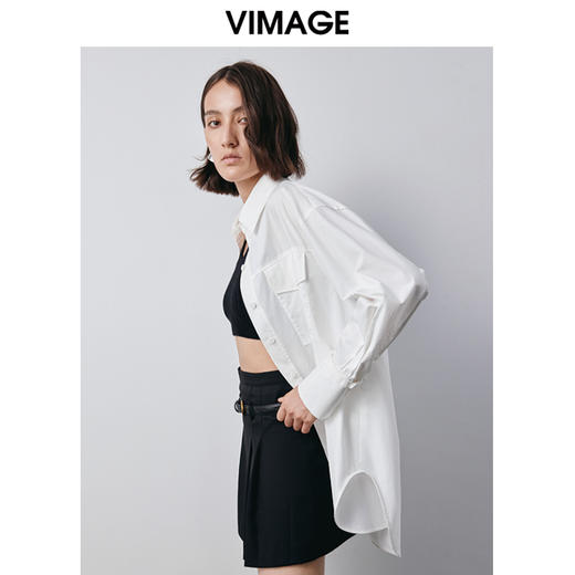 VIMAGE纬漫纪秋季新款宽松百搭衬衫外套V2009612 商品图2