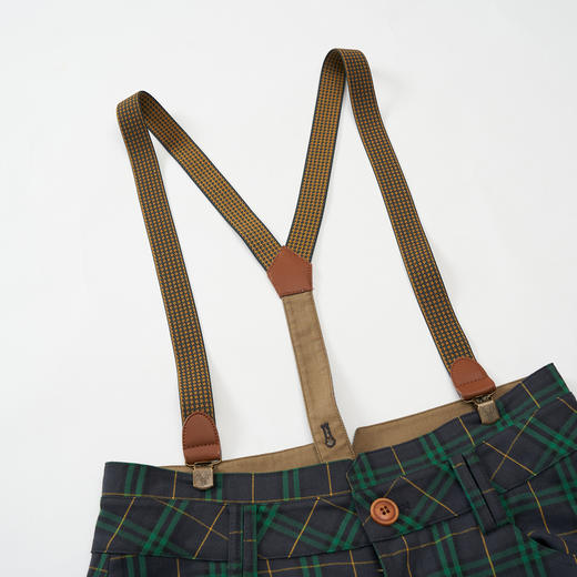 谜底格子可拆卸背带裤女2023秋新款复古格纹九分休闲裤233MK0968 商品图3