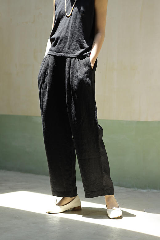 绽放503朵【黑白灰系列·西西里】高端进口砂洗亚麻休闲西装裤 商品图5