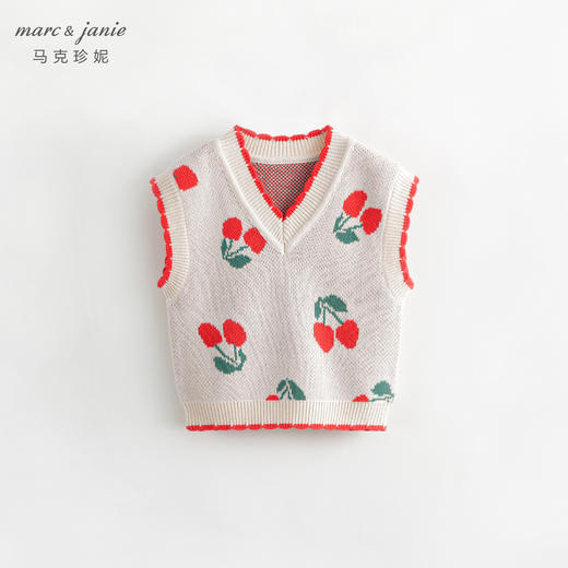 马克珍妮秋装新款 女童提花V领针织衫马甲 儿童背心231960 商品图1