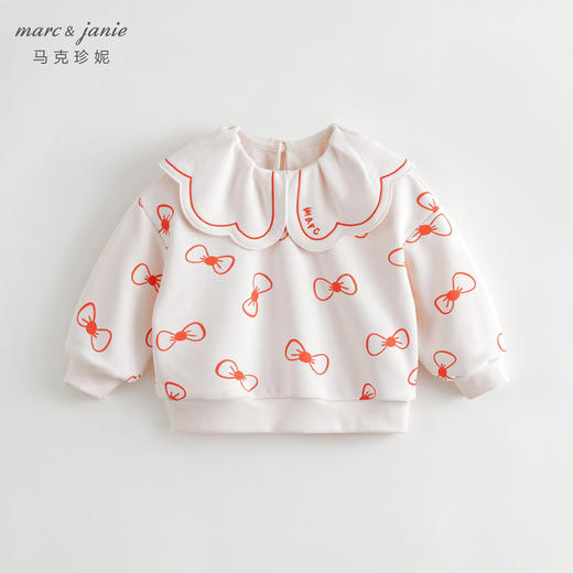 马克珍妮宝宝秋装新款 女童大翻领绣花满印卫衣 儿童上衣231592 商品图1