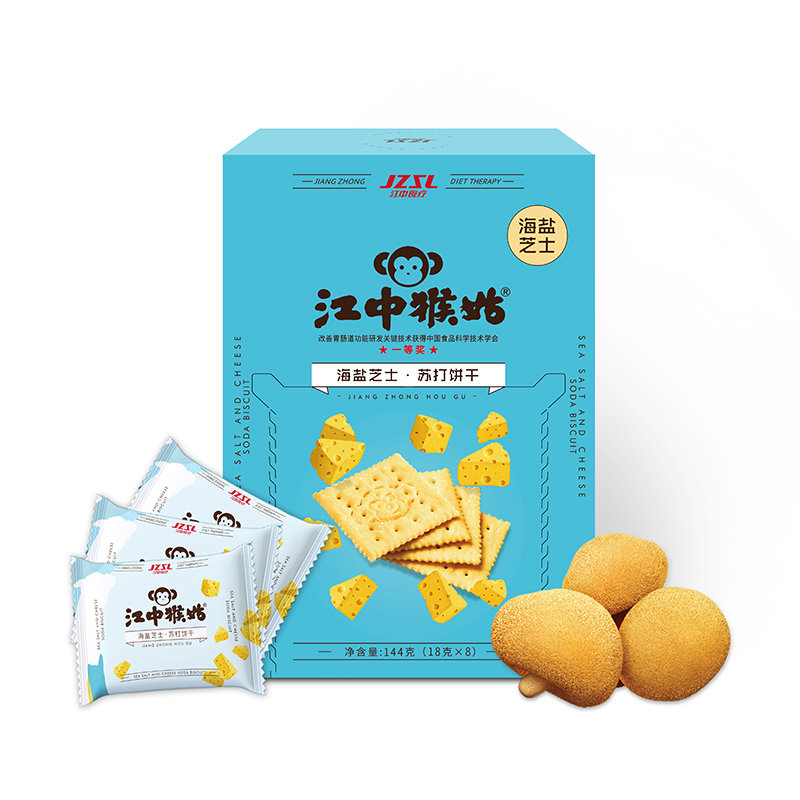 【自营】江中猴姑海盐芝士苏打饼干144g*3盒
