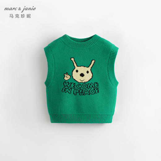 马克珍妮秋装新款 男童趣味外星人提花圆领针织马甲231826 商品图1