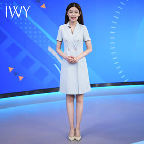 IWY/蓝色主持人同款正装女高级感气质演讲比赛服装西装连232023Q1+232023D1
