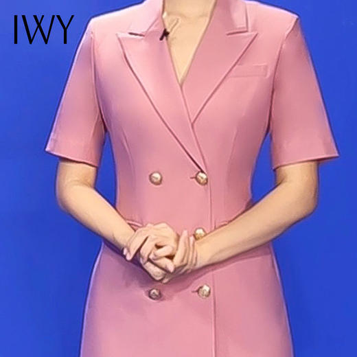 IWY/粉色短袖职业连衣裙女2023夏季西装裙气质播音主持人Q903-P 商品图4