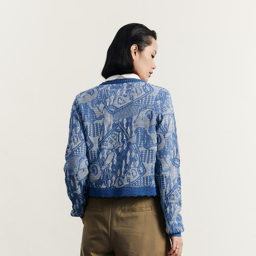 谜底针织开衫女2023秋季新款小香风圆领复古针织衫长袖233MZ1252 商品图2