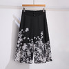 夏款通勤优雅宽松时尚印花雪纺裙裤后腰松紧气质阔腿七分裤MYX-9414 商品缩略图1