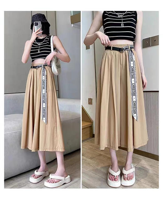 【夏季薄款】新款高腰阔腿裤女，既显瘦又宽松，不仅适合身材窈窕的女性，更是大码女孩的福音。七分裤的设计，让你在炎炎夏日穿着更轻盈自如，时尚气质双管齐下，散发迷人的自信光芒。 商品图1