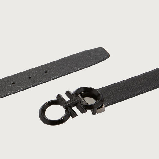 FERRAGAMO 菲拉格慕 男士双面可调式 GANCINI 皮革腰带 黑色 67 9939 694745 商品图1