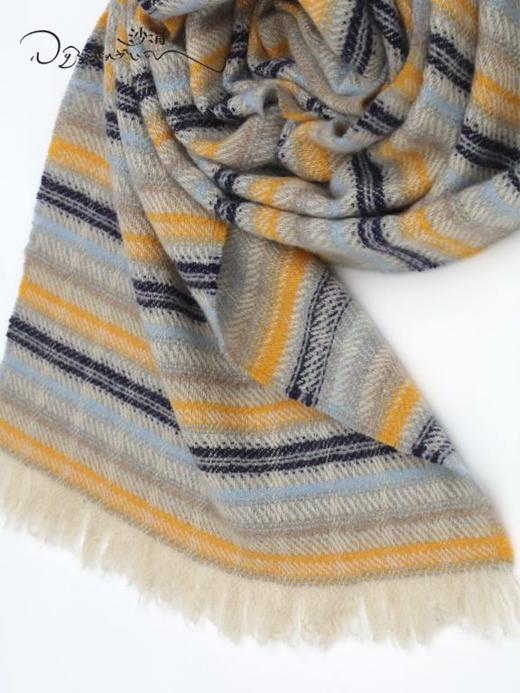 西藏手工氆氇羊绒条纹围巾 SJF95P552A 商品图3