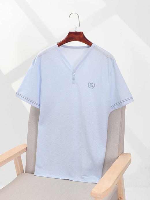 安莉芳旗下IVU男士v领短袖舒适家居上装夏季薄款冰丝睡衣UL00128 商品图2