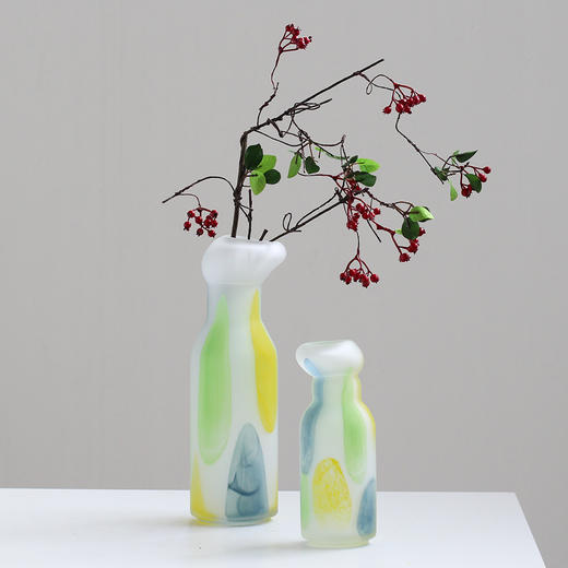 磨砂彩色玻璃花瓶餐桌器皿摆件工艺品 商品图11