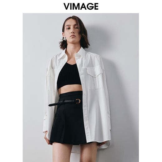 VIMAGE纬漫纪秋季新款宽松百搭衬衫外套V2009612 商品图0