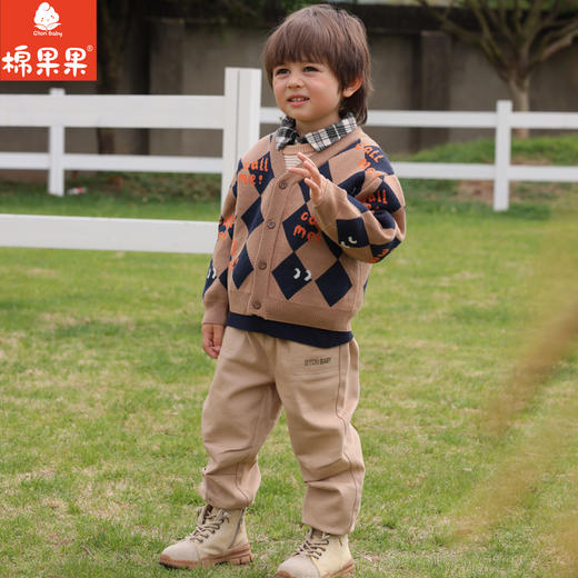 棉果果秋季新品男童棉线帅气开衫毛衣线衣对开毛衣M312161523454 商品图1