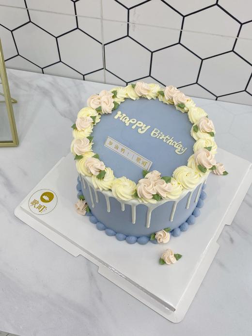 高级韩式雾霾紫蓝淋面蛋糕 商品图1