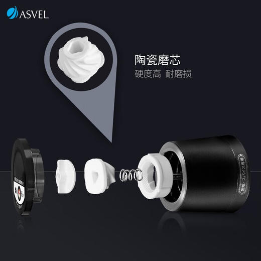 阿司倍鹭(ASVEL) FORMA 陶瓷芯研磨器手动玻璃瓶胡椒磨碎器 黑色 商品图4