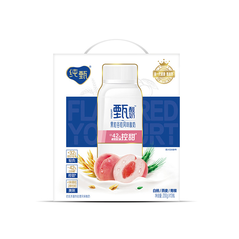 【自营】蒙牛 纯甄 酸奶白桃燕麦青稞口味 200g×10瓶