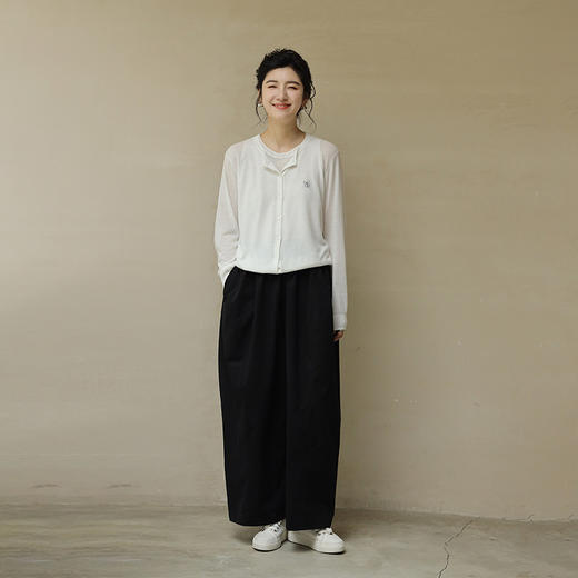 绽放526朵【黑白灰系列·男友裤】有机棉立体廓形帅气休闲阔腿裤 商品图1