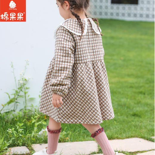 棉果果秋季新品女童薄毛呢网格气质翻领风衣M322100423428 商品图0