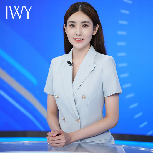 IWY/蓝色主持人同款正装女高级感气质演讲比赛服装西装连232023Q1+232023D1 商品图2