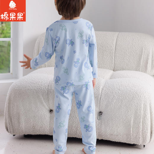 棉果果秋季新品莫代尔含牛奶丝男童80-130码中小童高品质柔软舒适爽滑细腻抗皱免烫健康抑菌家居套头套装M311302423524 商品图1