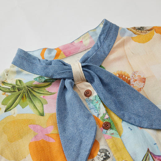 谜底花色连衣裙2023秋新款复古文艺特色拼接中长裙长袖233ML1154 商品图3