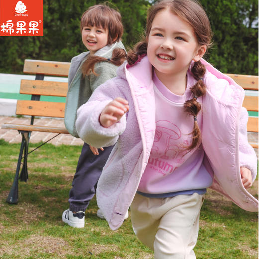 棉果果秋季新品女童羊羔绒+棉内里舒适休闲百搭连帽外套M322100423405 商品图0