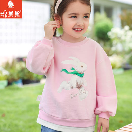 棉果果秋季新品女童大毛圈数码印卡通圆领套头卫衣M322180223415 商品图0