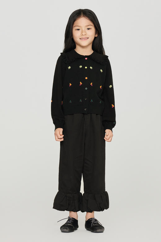 jnby  23年秋款  娃娃领长袖短款开襟毛衫  1N8311530 商品图0