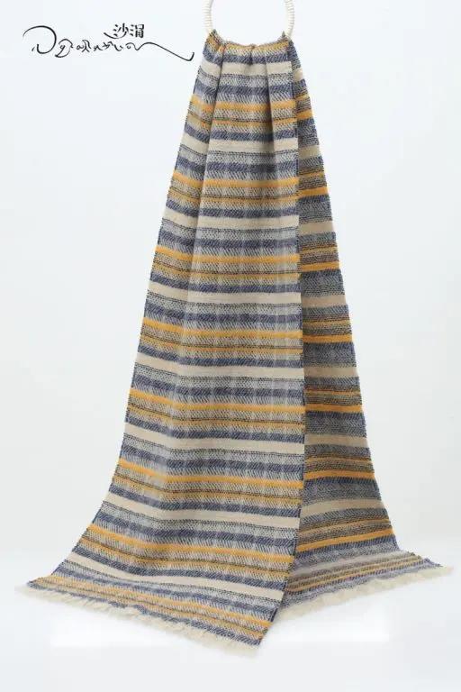 西藏手工氆氇羊绒彩条撞色围巾 SJF95P551A 商品图0