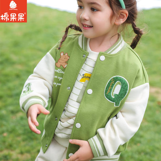 棉果果秋季新品男童女童运动风百搭洋气运动衣户外服棒球服M302100223433 商品图0