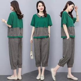 X033 休闲轻熟女套装夏天中年妈妈减龄洋气宽松4050穿搭岁哈伦裤两件套