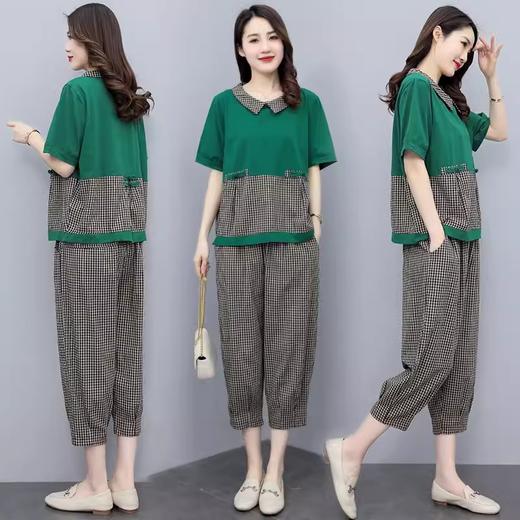 X033 休闲轻熟女套装夏天中年妈妈减龄洋气宽松4050穿搭岁哈伦裤两件套 商品图0