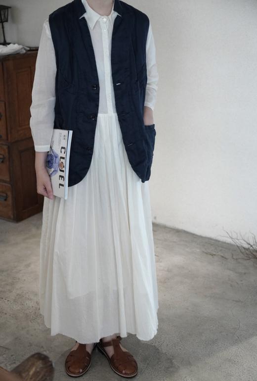 elsa esturgie 衬衫皱褶连衣裙（米白色） 商品图0