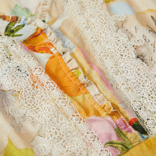 谜底花色连衣裙长袖女2023秋新款复古文艺提花收腰长裙233ML1090 商品图3