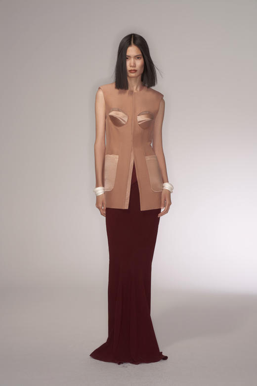 Oude Waag 藕粉色软壳解构拼接马甲 商品图0