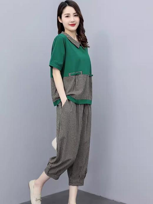 X033 休闲轻熟女套装夏天中年妈妈减龄洋气宽松4050穿搭岁哈伦裤两件套 商品图2