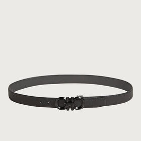 FERRAGAMO 菲拉格慕 男士双面可调式 GANCINI 皮革腰带 黑色 67 9939 694745